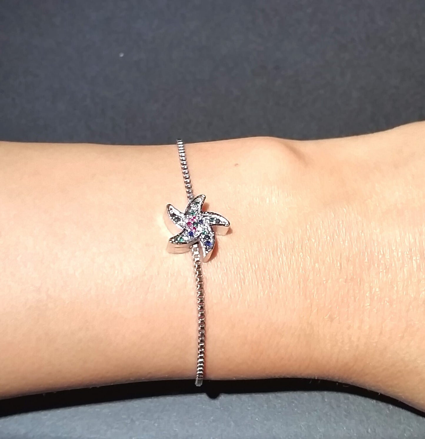 Silver Color Zircon Stone Star Bracelet