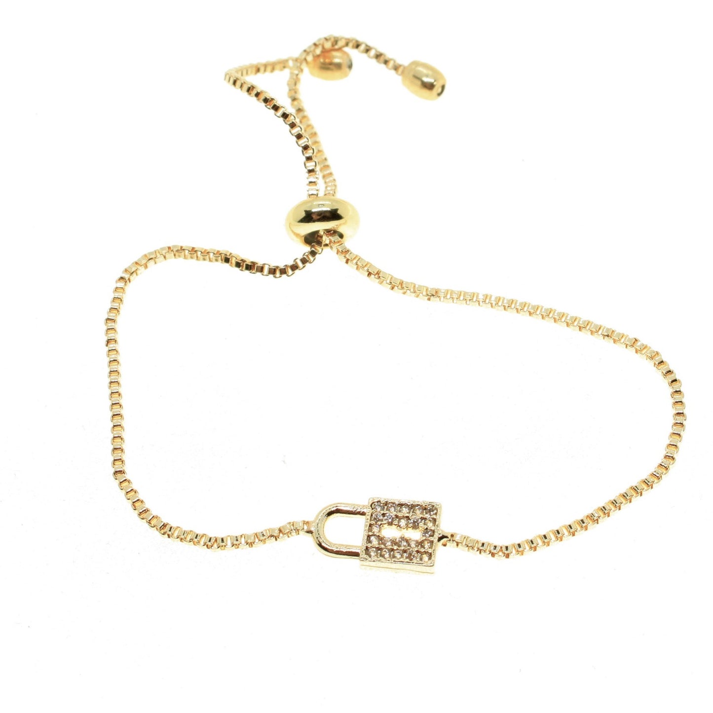 Gold Color Zircon Stone Lock Bracelet