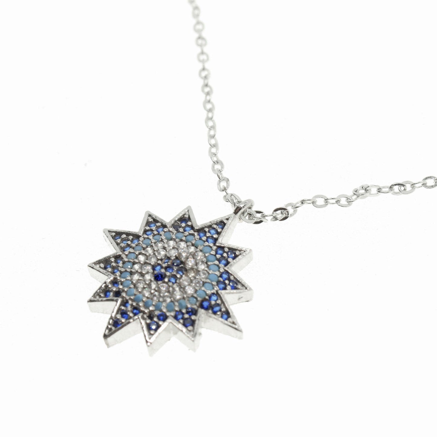 Silver Color Zircon Stone Sun Eye Model Necklace