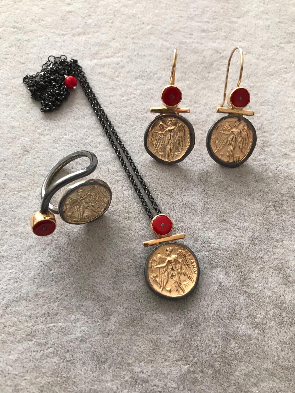 Roman Antique Coral Jewelry Set