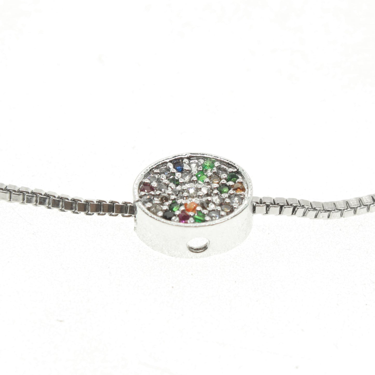 Silver-Colored, Round Zircon Stone Bracelet