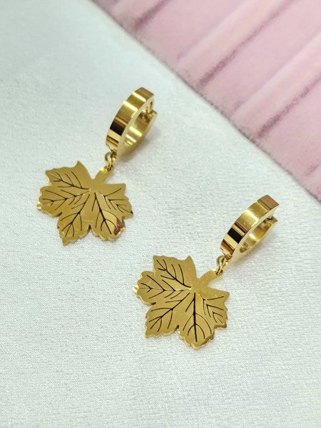 Gold Leaf Hoop Earrings