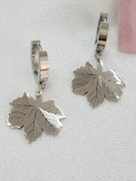 Silver Leaf Hoop Earrings