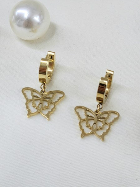 Gold Butterfly Hoop Earrings