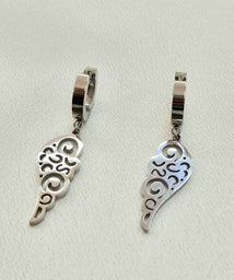 Silver Winged Hoop Earrings