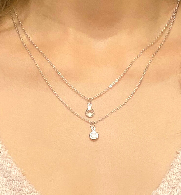 Silver Color Zircon Stone Double Necklace