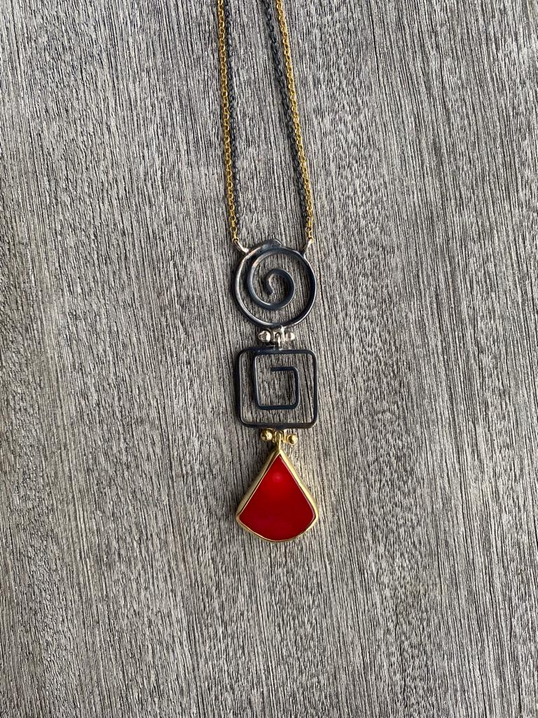 Geometric Coral Necklace