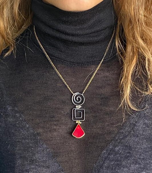 Geometric Coral Necklace