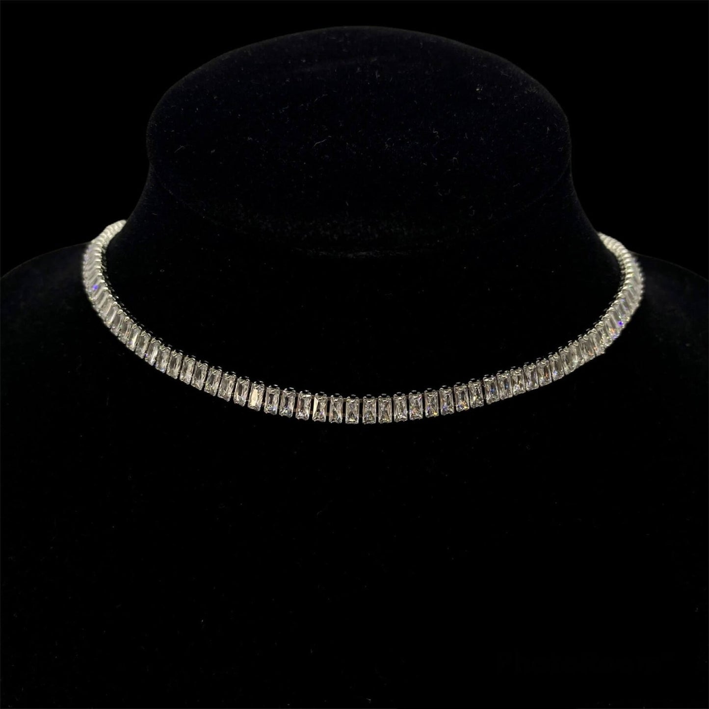 Silver Color Zircon Stone Choker Necklace