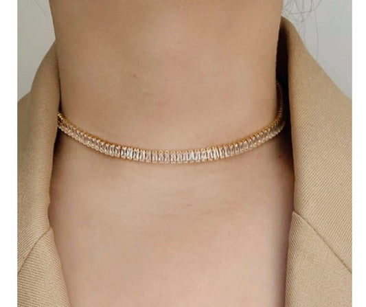 Gold Color Zircon Stone Choker Necklace