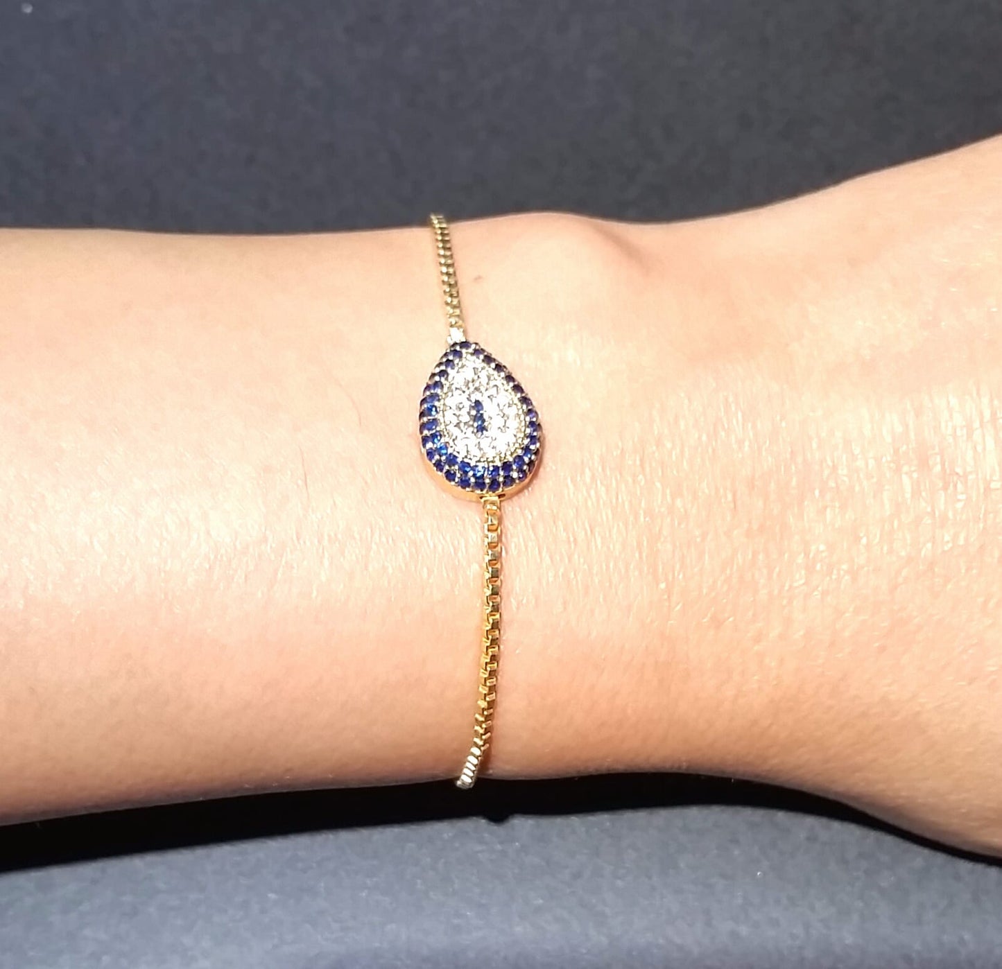 Gold Color, Zircon Stone Drop Bracelet