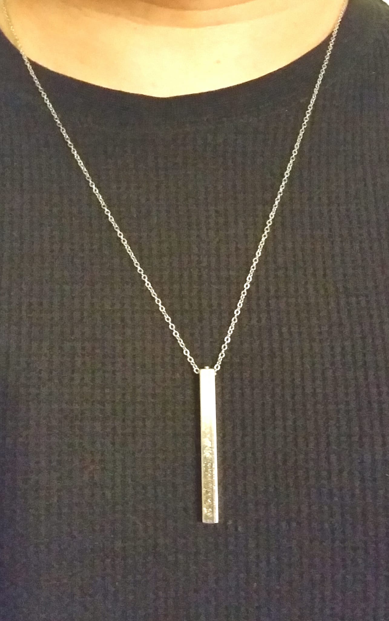 Silver Color, Bar Men's Necklace