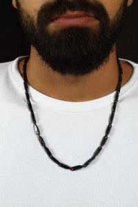 Singapore Model Black Men's Bracelet and Necklace Set