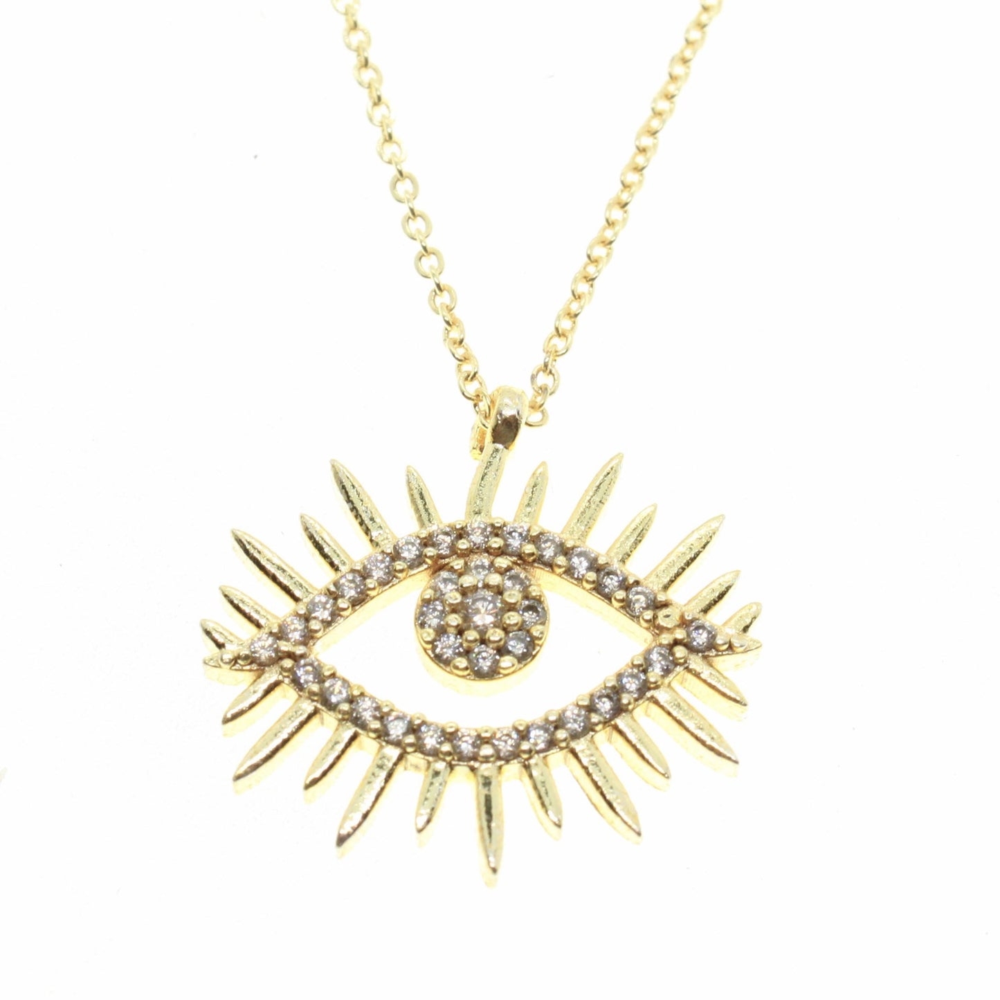 Gold Color Zircon Stone Eye Necklace