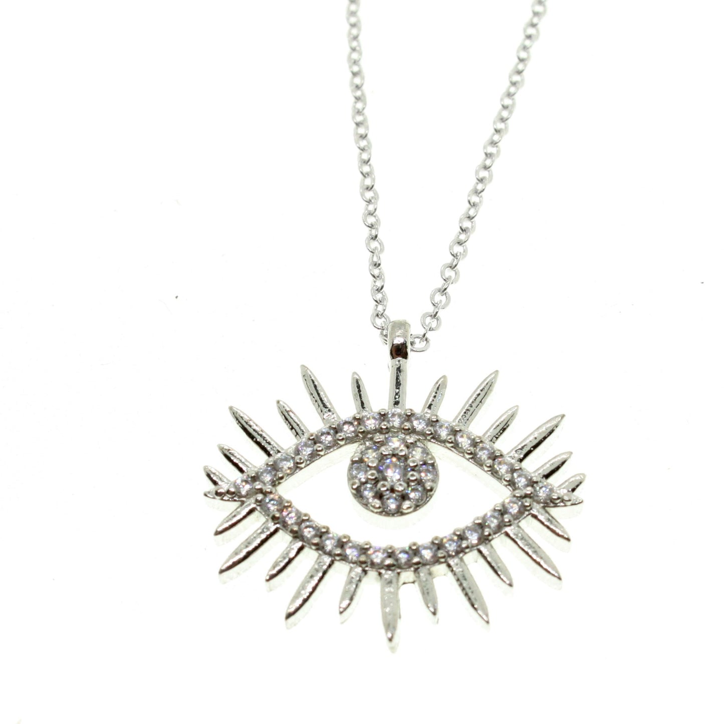 Silver Color Zircon Stone Eye Necklace