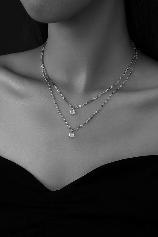 Silver Color Zircon Stone Double Necklace