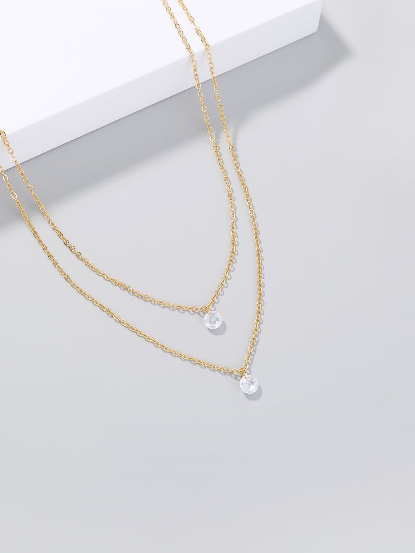 Gold Color Zircon Stone Double Necklace