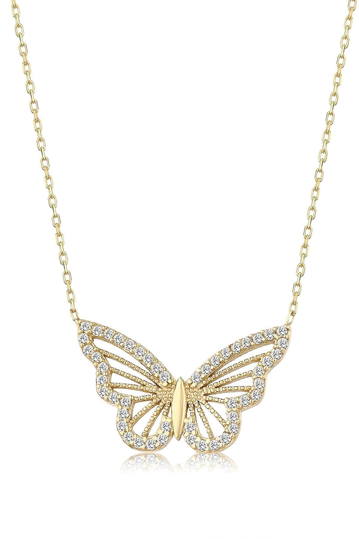 Gold Color Zircon Stone Butterfly Necklace