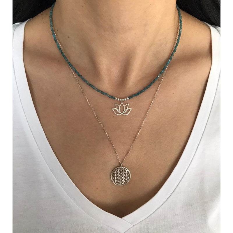 Lotus and Flower of Life Combined Necklace