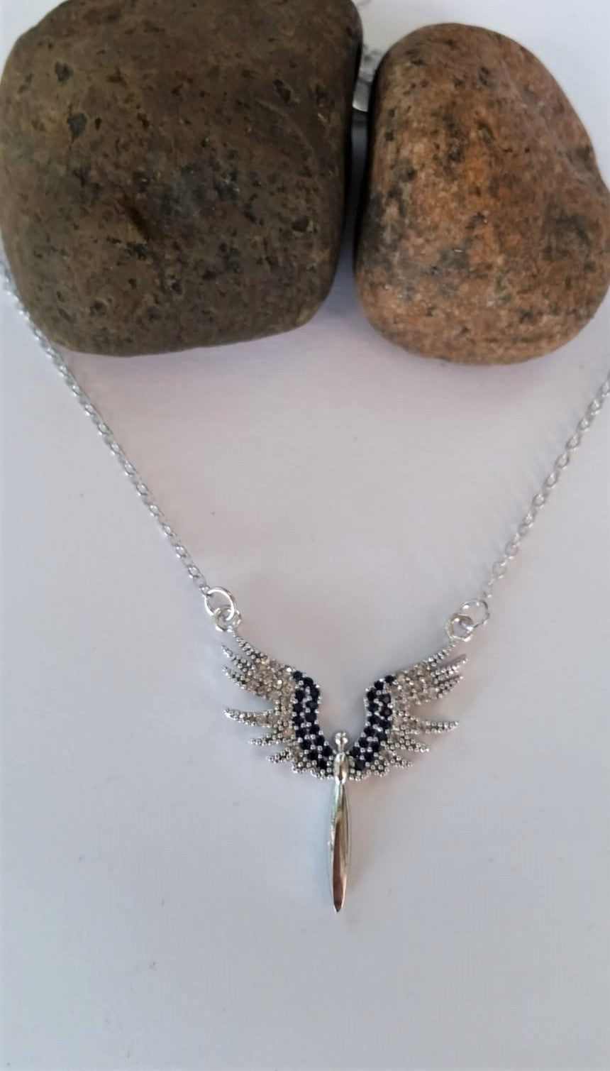 Silver Color Zircon Stone Michael Angel Necklace