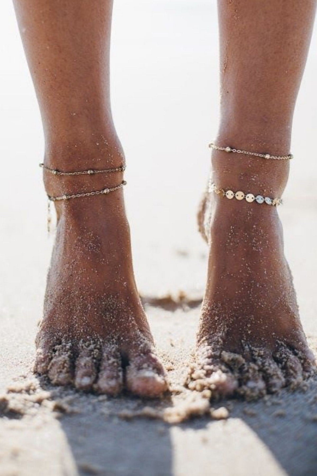 Gold Color 2-Sequin Chain Anklet