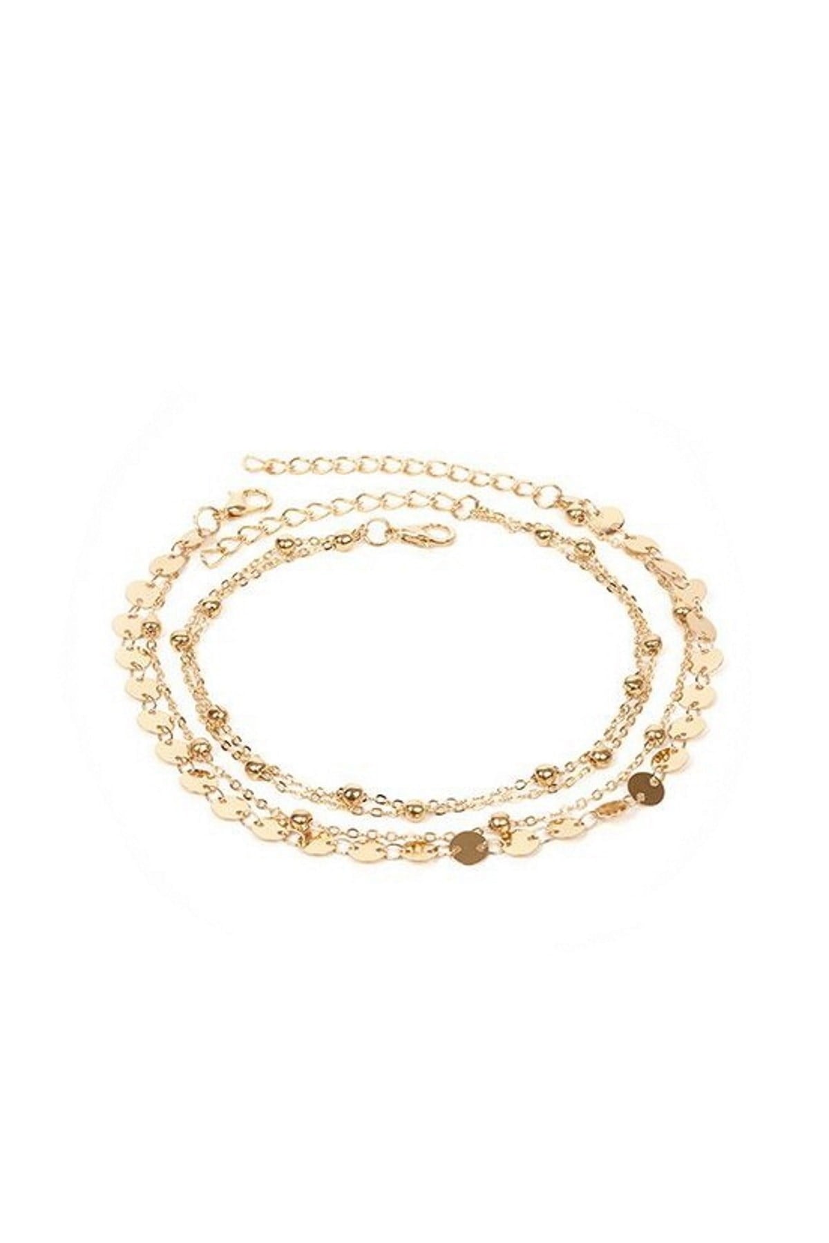 Gold Color 2-Sequin Chain Anklet