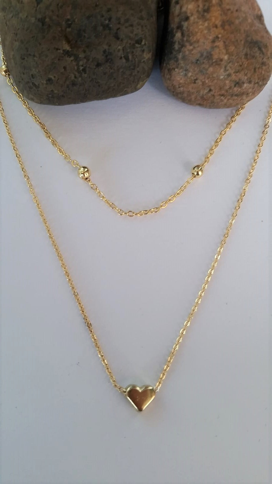 Gold Color Double Heart Necklace