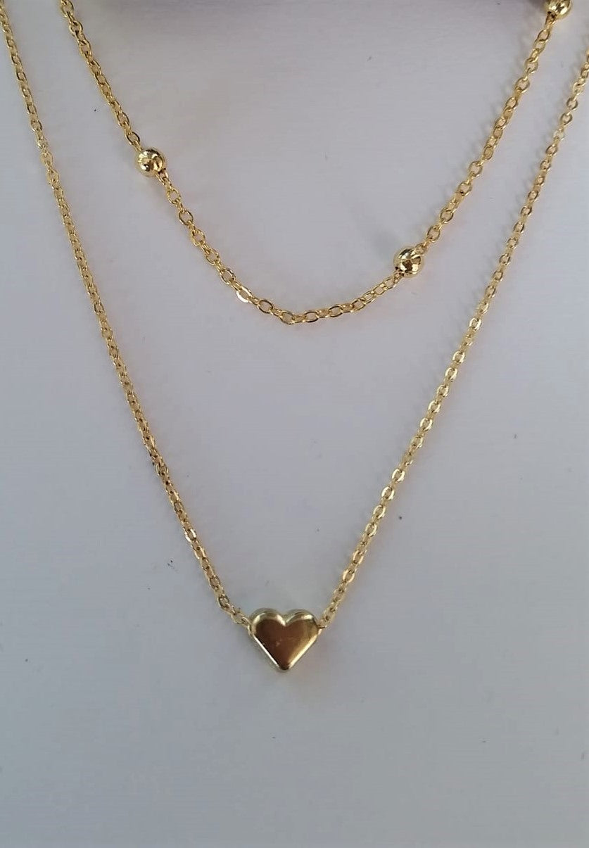 Gold Color Double Heart Necklace