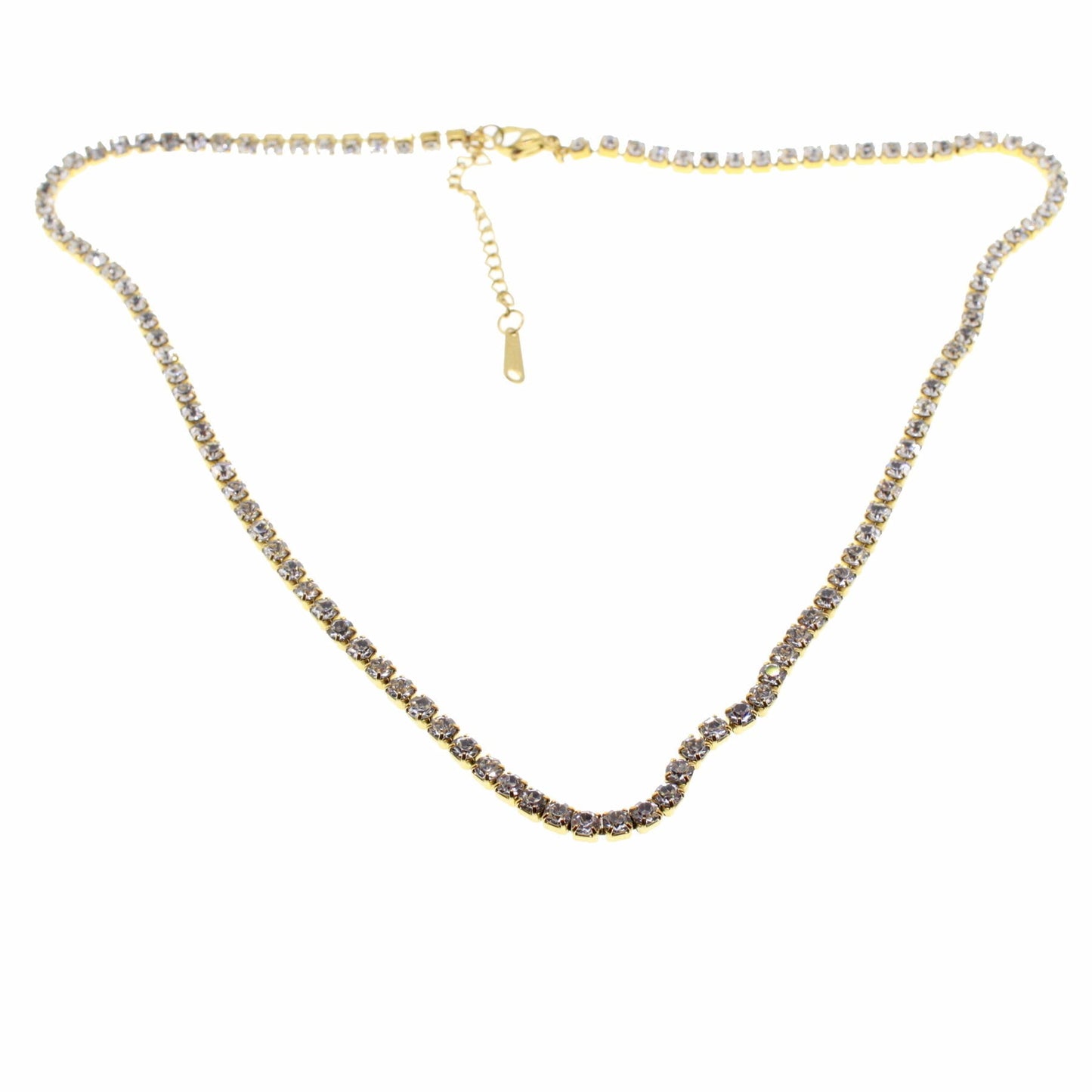 Gold Color, Steel Zircon Stone Waterway Necklace