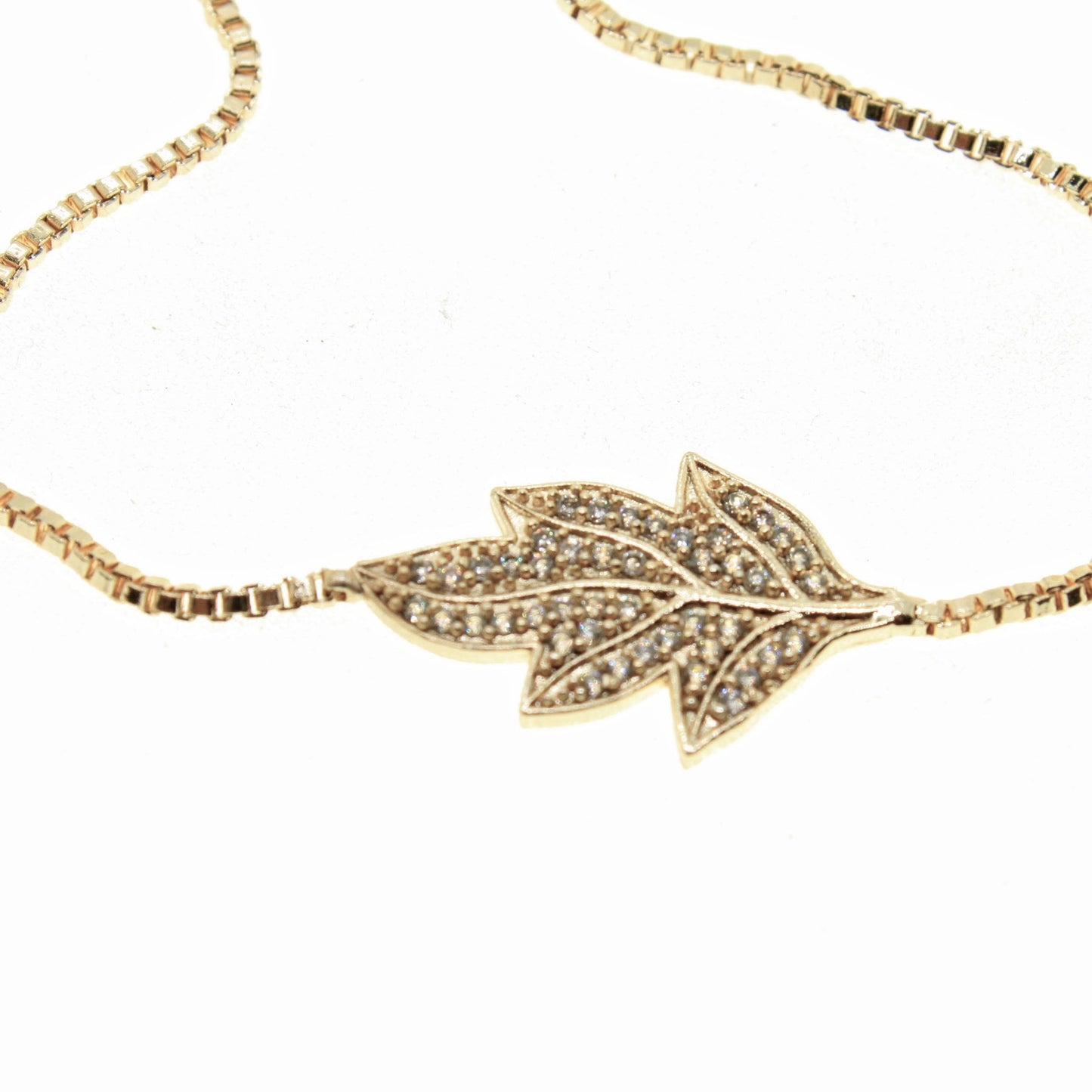 Gold Color Zircon Stone Leaf Bracelet