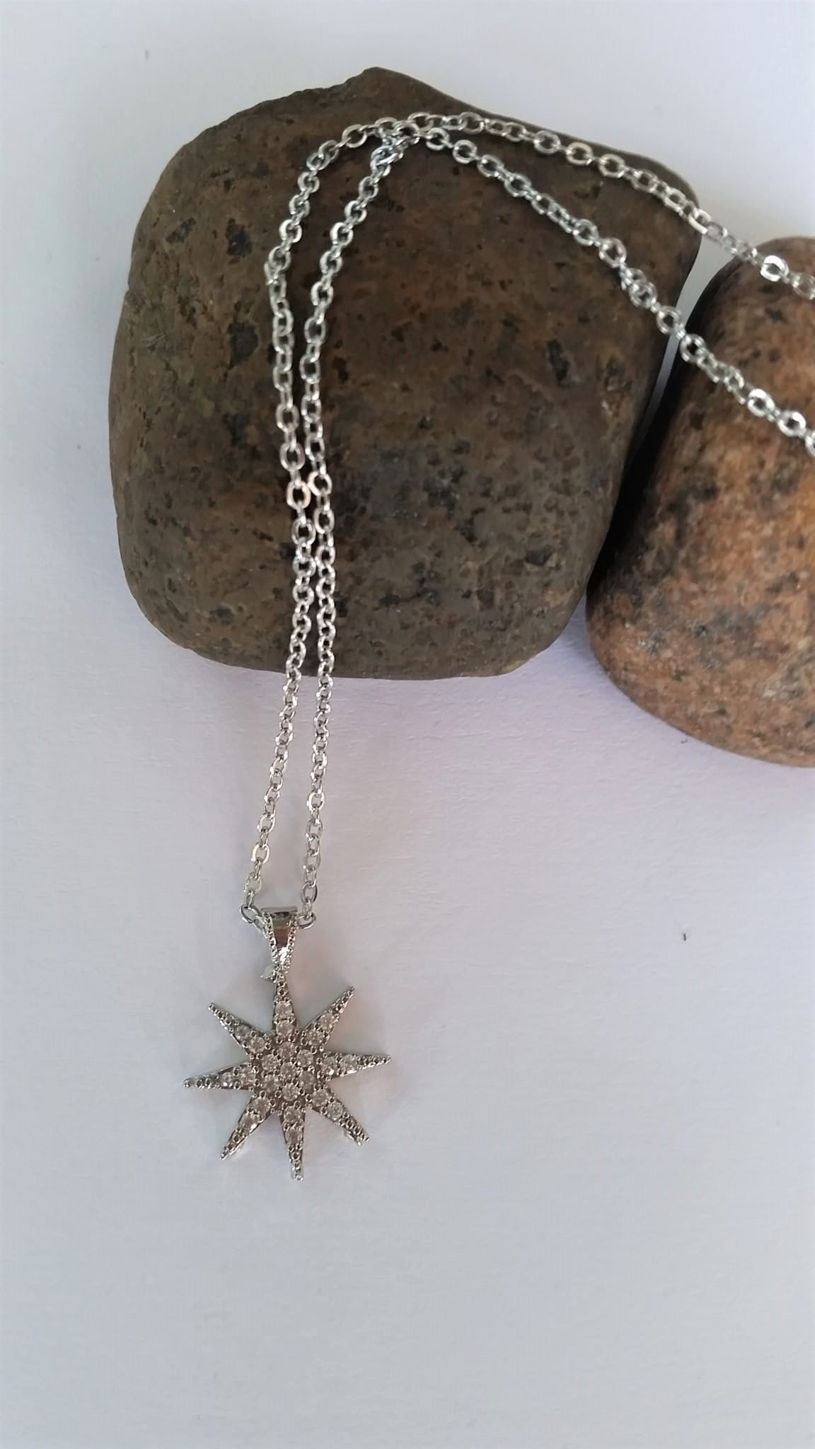 Silver Color Zircon Stone Star Model Necklace