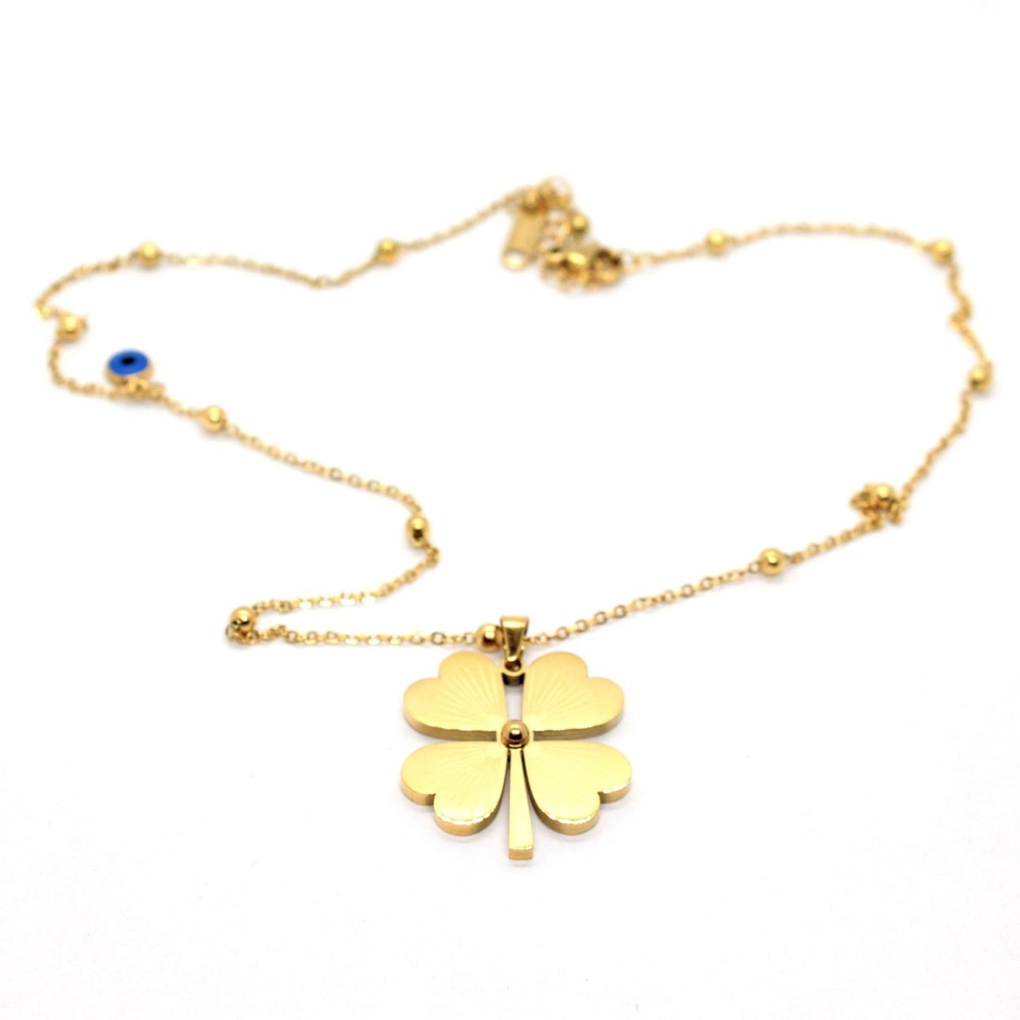 Gold Color, Steel Clover Necklace