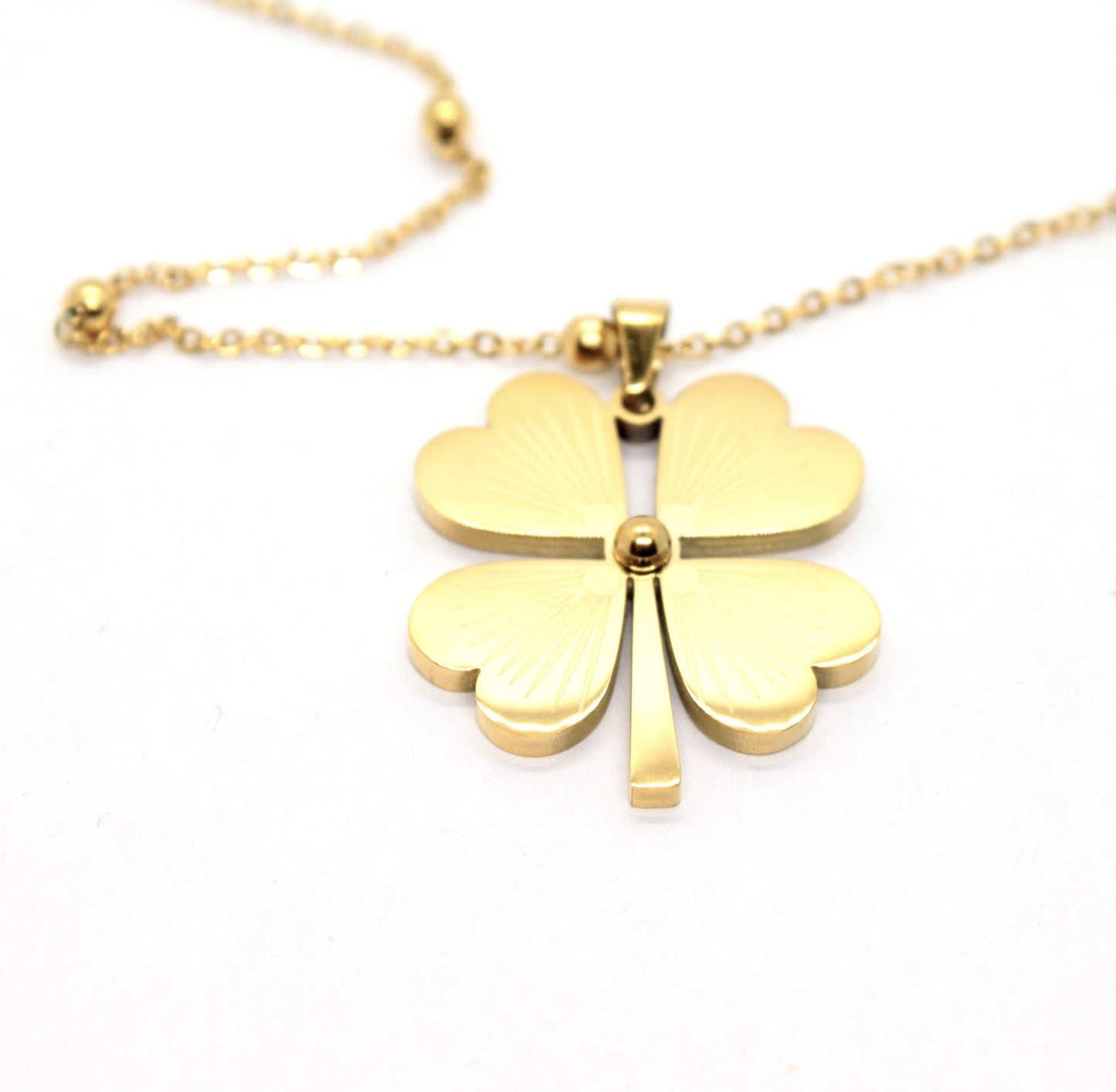 Gold Color, Steel Clover Necklace